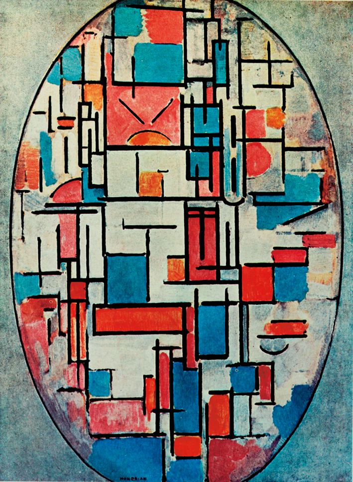  皮特·蒙德里安 Piet Mondrian ——具有明亮颜色的椭圆形组合物